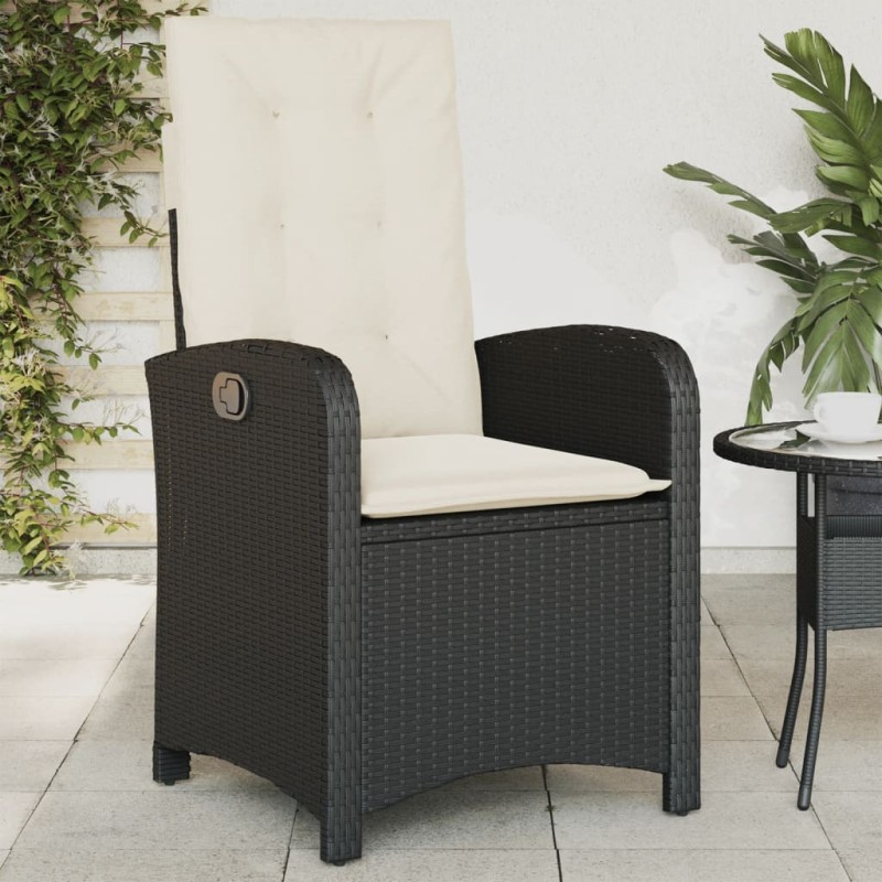 vidaXL Gartensessel Verstellbar mit Kissen Schwarz Poly Rattan vidaXL Gartensessel Verstellbar mit Kissen Schwarz Poly Rattan