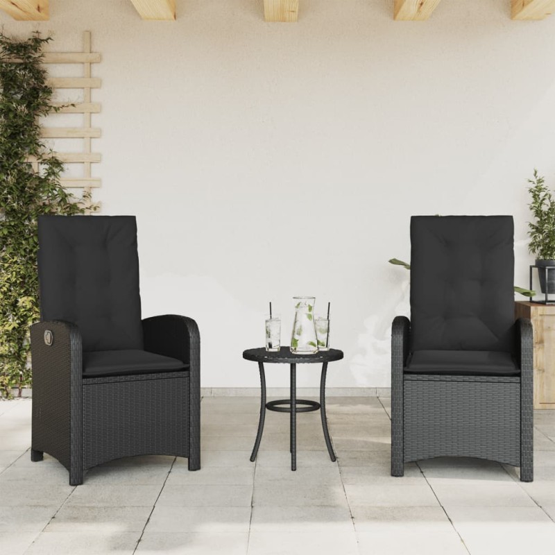 vidaXL Gartensessel mit Kissen 2 Stk. Verstellbar Schwarz Poly Rattan vidaXL Gartensessel mit Kissen 2 Stk. Verstellbar Schwarz Poly Rattan