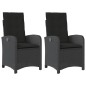 vidaXL Gartensessel mit Kissen 2 Stk. Verstellbar Schwarz Poly Rattan vidaXL Gartensessel mit Kissen 2 Stk. Verstellbar Schwarz Poly Rattan