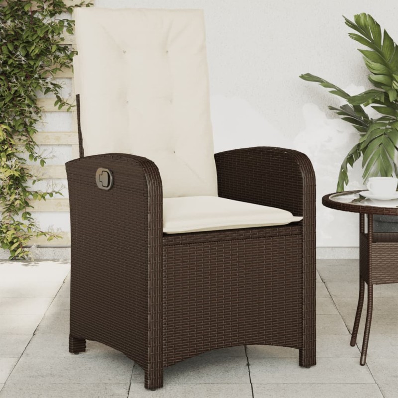 vidaXL Gartensessel Verstellbar mit Kissen Braun Poly Rattan vidaXL Gartensessel Verstellbar mit Kissen Braun Poly Rattan