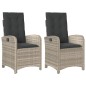 vidaXL Gartensessel mit Kissen 2 Stk. Verstellbar Hellgrau Poly Rattan vidaXL Gartensessel mit Kissen 2 Stk. Verstellbar Hellgrau Poly Rattan
