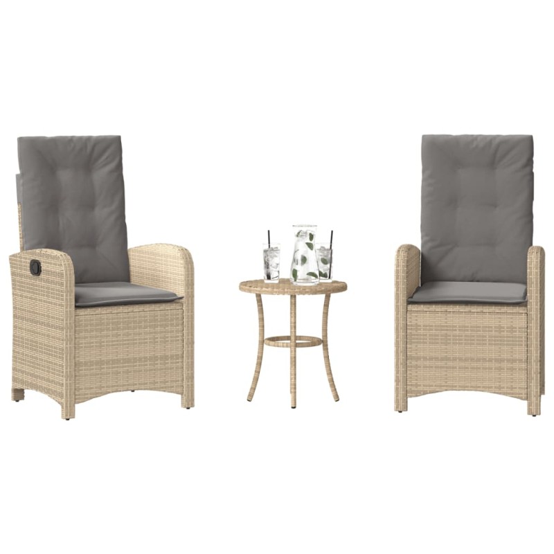 vidaXL 3-tlg. Bistro-Set mit Kissen Beigemischung Poly Rattan vidaXL 3-tlg. Bistro-Set mit Kissen Beigemischung Poly Rattan