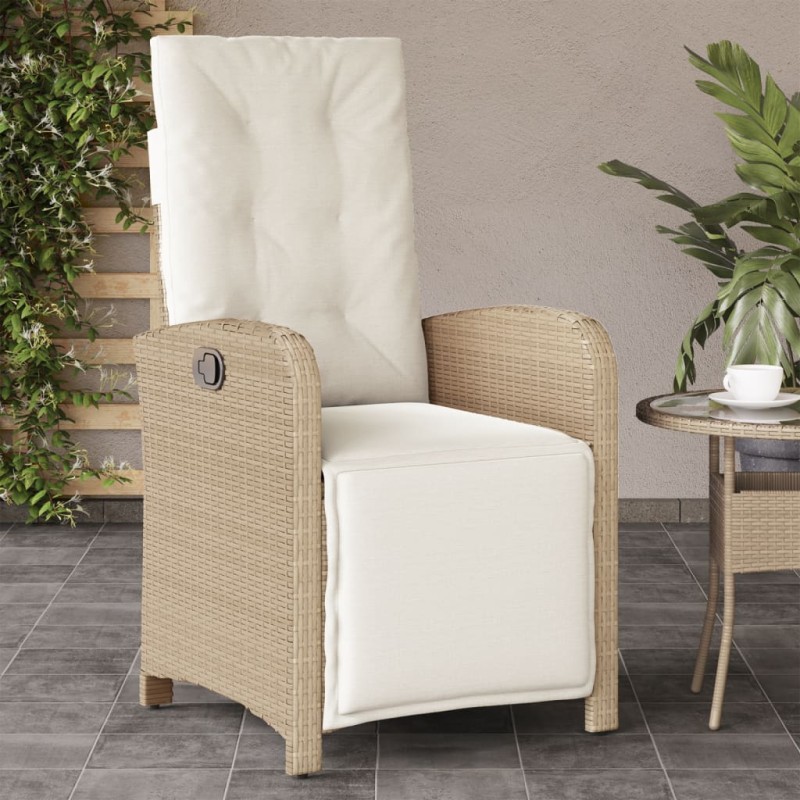 vidaXL Gartensessel mit Fußteil Verstellbar Beige Poly Rattan vidaXL Gartensessel mit Fußteil Verstellbar Beige Poly Rattan