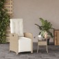 vidaXL Gartensessel mit Fußteil Verstellbar Beige Poly Rattan vidaXL Gartensessel mit Fußteil Verstellbar Beige Poly Rattan