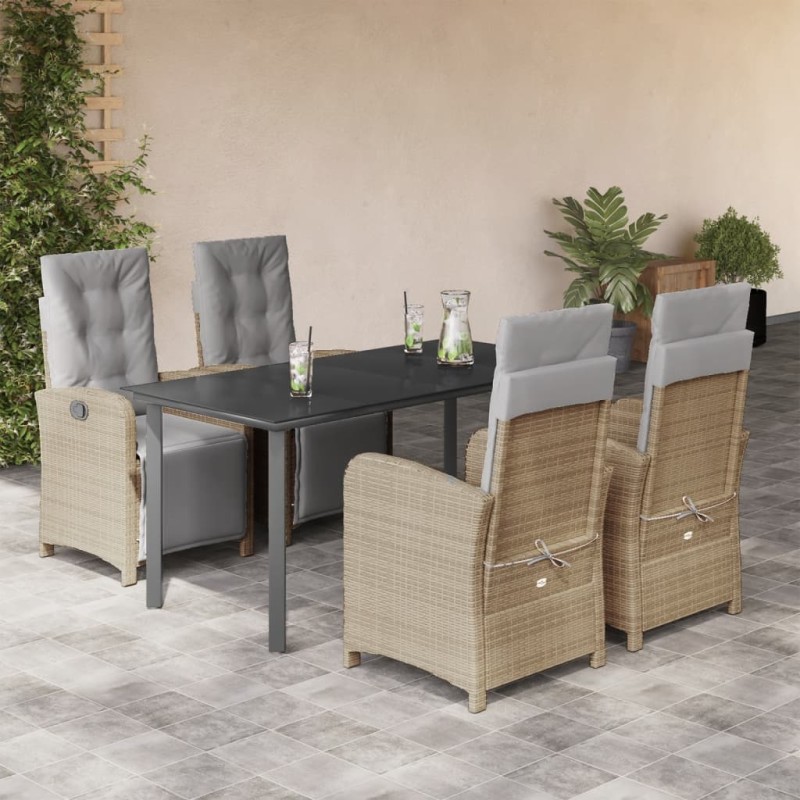 vidaXL 5-tlg. Garten-Essgruppe mit Kissen Beige Poly Rattan vidaXL 5-tlg. Garten-Essgruppe mit Kissen Beige Poly Rattan