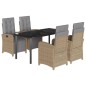 vidaXL 5-tlg. Garten-Essgruppe mit Kissen Beige Poly Rattan vidaXL 5-tlg. Garten-Essgruppe mit Kissen Beige Poly Rattan