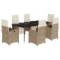 vidaXL 7-tlg. Garten-Essgruppe mit Kissen Beige Poly Rattan vidaXL 7-tlg. Garten-Essgruppe mit Kissen Beige Poly Rattan
