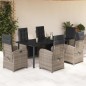 vidaXL 7-tlg. Garten-Essgruppe mit Kissen Grau Poly Rattan vidaXL 7-tlg. Garten-Essgruppe mit Kissen Grau Poly Rattan