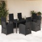 vidaXL 7-tlg. Garten-Essgruppe mit Kissen Schwarz Poly Rattan vidaXL 7-tlg. Garten-Essgruppe mit Kissen Schwarz Poly Rattan