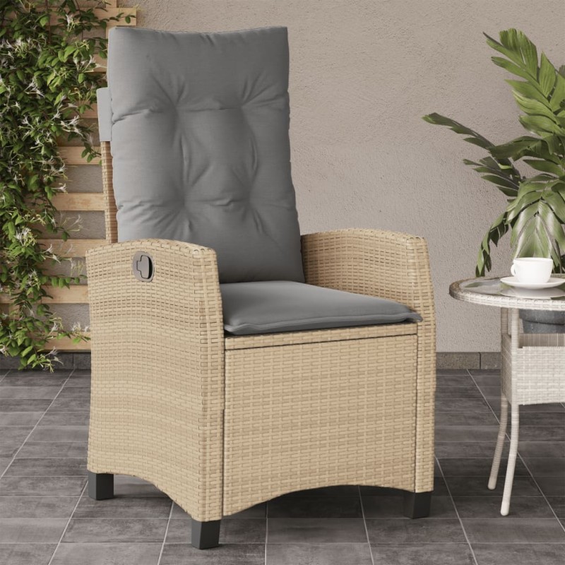 vidaXL Gartensessel mit Kissen Verstellbar Beigemischung Poly Rattan vidaXL Gartensessel mit Kissen Verstellbar Beigemischung Poly Rattan