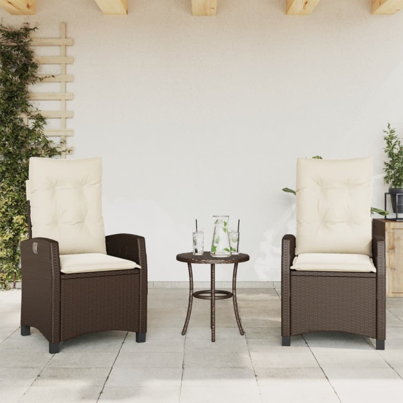 vidaXL Gartensessel mit Kissen 2 Stk. Verstellbar Braun Poly Rattan vidaXL Gartensessel mit Kissen 2 Stk. Verstellbar Braun Poly Rattan