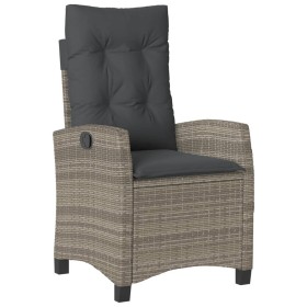vidaXL Gartensessel Verstellbar mit Kissen Grau Poly Rattan