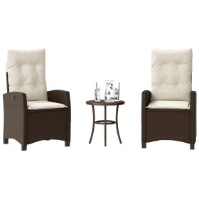 vidaXL 3-tlg. Bistro-Set mit Kissen Braun Poly Rattan