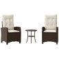 vidaXL 3-tlg. Bistro-Set mit Kissen Braun Poly Rattan vidaXL 3-tlg. Bistro-Set mit Kissen Braun Poly Rattan
