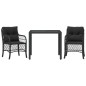 vidaXL 3-tlg. Bistro-Set mit Kissen Schwarz Poly Rattan vidaXL 3-tlg. Bistro-Set mit Kissen Schwarz Poly Rattan