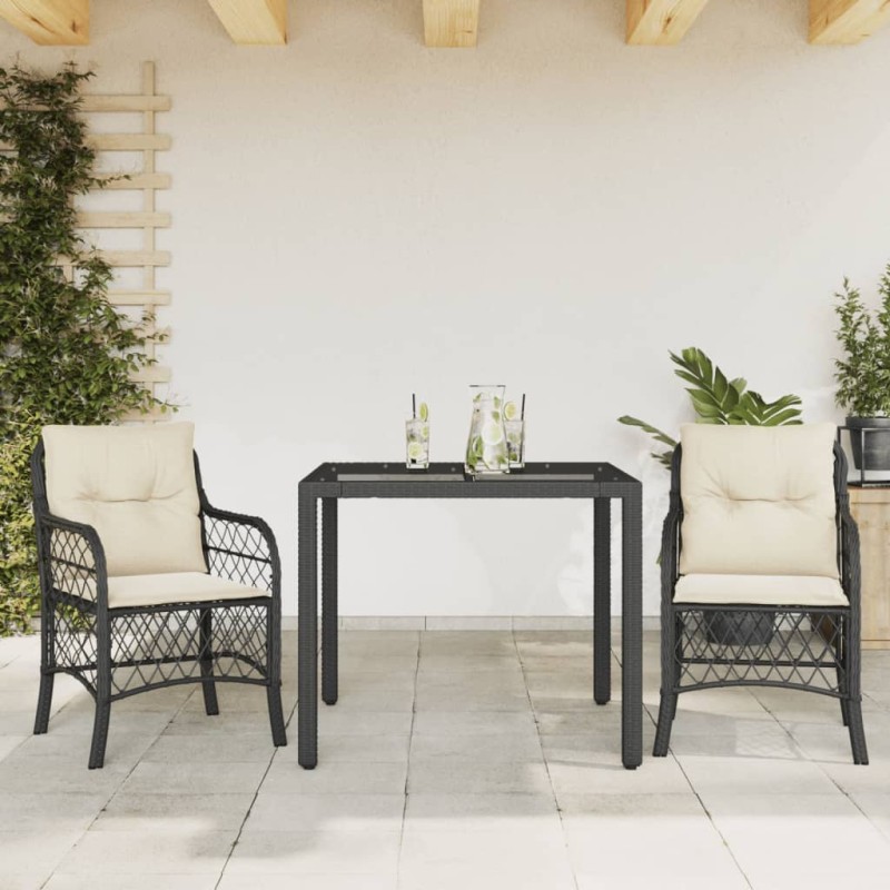 vidaXL 3-tlg. Bistro-Set mit Kissen Schwarz Poly Rattan vidaXL 3-tlg. Bistro-Set mit Kissen Schwarz Poly Rattan