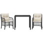 vidaXL 3-tlg. Bistro-Set mit Kissen Schwarz Poly Rattan vidaXL 3-tlg. Bistro-Set mit Kissen Schwarz Poly Rattan