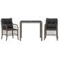 vidaXL 3-tlg. Bistro-Set mit Kissen Grau Poly Rattan vidaXL 3-tlg. Bistro-Set mit Kissen Grau Poly Rattan