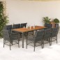 vidaXL 9-tlg. Garten-Essgruppe mit Kissen Grau Poly Rattan vidaXL 9-tlg. Garten-Essgruppe mit Kissen Grau Poly Rattan