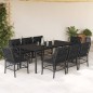 vidaXL 9-tlg. Garten-Essgruppe mit Kissen Schwarz Poly Rattan vidaXL 9-tlg. Garten-Essgruppe mit Kissen Schwarz Poly Rattan