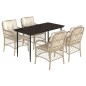 vidaXL 5-tlg. Garten-Essgruppe mit Kissen Beige Poly Rattan vidaXL 5-tlg. Garten-Essgruppe mit Kissen Beige Poly Rattan