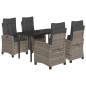 vidaXL 5-tlg. Garten-Essgruppe mit Kissen Grau Poly Rattan vidaXL 5-tlg. Garten-Essgruppe mit Kissen Grau Poly Rattan