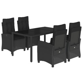 vidaXL 5-tlg. Garten-Essgruppe mit Kissen Schwarz Poly Rattan