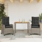 vidaXL 3-tlg. Garten-Essgruppe mit Kissen Grau Poly Rattan vidaXL 3-tlg. Garten-Essgruppe mit Kissen Grau Poly Rattan