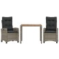 vidaXL 3-tlg. Garten-Essgruppe mit Kissen Grau Poly Rattan vidaXL 3-tlg. Garten-Essgruppe mit Kissen Grau Poly Rattan