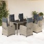 vidaXL 7-tlg. Garten-Essgruppe mit Kissen Grau Poly Rattan vidaXL 7-tlg. Garten-Essgruppe mit Kissen Grau Poly Rattan