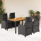 vidaXL 5-tlg. Garten-Essgruppe mit Kissen Schwarz Poly Rattan vidaXL 5-tlg. Garten-Essgruppe mit Kissen Schwarz Poly Rattan