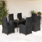 vidaXL 7-tlg. Garten-Essgruppe mit Kissen Schwarz Poly Rattan vidaXL 7-tlg. Garten-Essgruppe mit Kissen Schwarz Poly Rattan