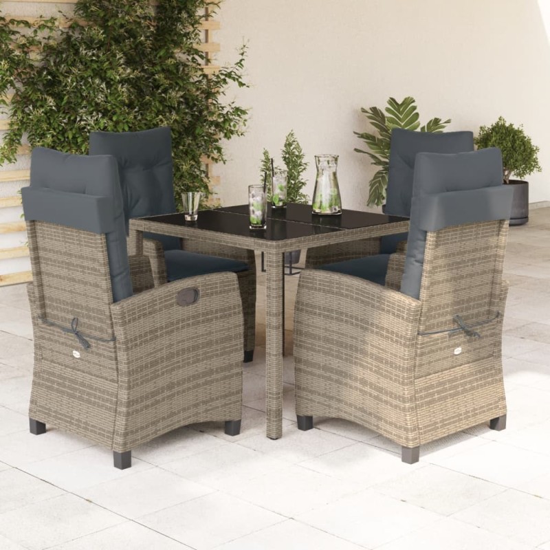 vidaXL 5-tlg. Garten-Essgruppe mit Kissen Grau Poly Rattan vidaXL 5-tlg. Garten-Essgruppe mit Kissen Grau Poly Rattan