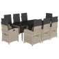 vidaXL 9-tlg. Garten-Essgruppe mit Kissen Hellgrau Poly Rattan vidaXL 9-tlg. Garten-Essgruppe mit Kissen Hellgrau Poly Rattan