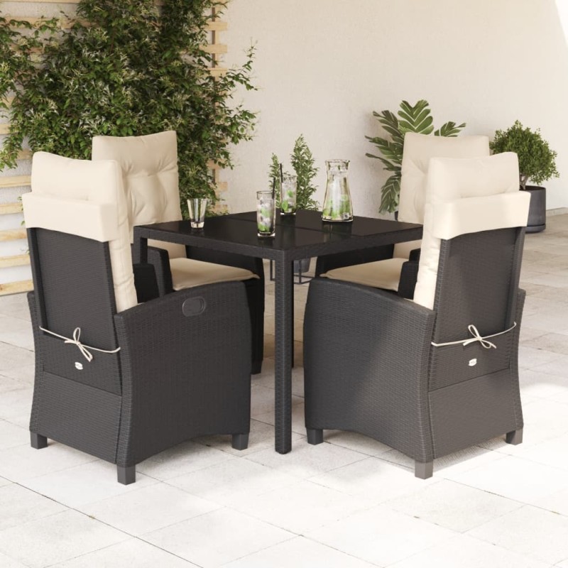 vidaXL 5-tlg. Garten-Essgruppe mit Kissen Schwarz Poly Rattan vidaXL 5-tlg. Garten-Essgruppe mit Kissen Schwarz Poly Rattan