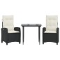vidaXL 3-tlg. Garten-Essgruppe mit Kissen Schwarz Poly Rattan vidaXL 3-tlg. Garten-Essgruppe mit Kissen Schwarz Poly Rattan