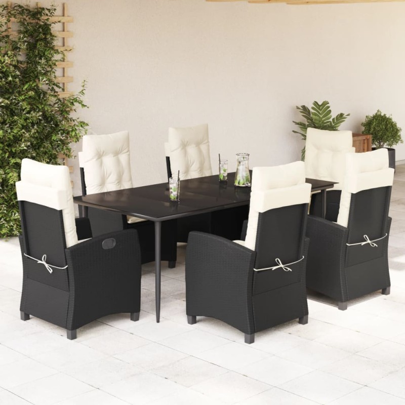 vidaXL 7-tlg. Garten-Essgruppe mit Kissen Schwarz Poly Rattan vidaXL 7-tlg. Garten-Essgruppe mit Kissen Schwarz Poly Rattan