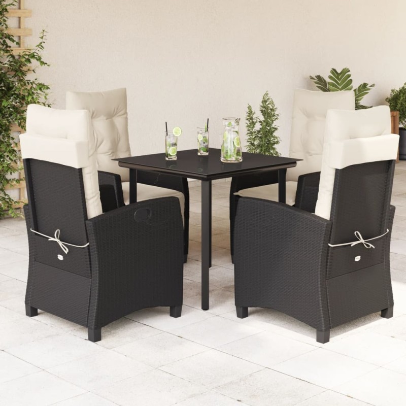 vidaXL 5-tlg. Garten-Essgruppe mit Kissen Schwarz Poly Rattan vidaXL 5-tlg. Garten-Essgruppe mit Kissen Schwarz Poly Rattan