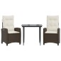 vidaXL 3-tlg. Garten-Essgruppe mit Kissen Braun Poly Rattan vidaXL 3-tlg. Garten-Essgruppe mit Kissen Braun Poly Rattan