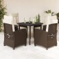 vidaXL 5-tlg. Garten-Essgruppe mit Kissen Braun Poly Rattan vidaXL 5-tlg. Garten-Essgruppe mit Kissen Braun Poly Rattan