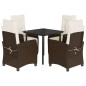 vidaXL 5-tlg. Garten-Essgruppe mit Kissen Braun Poly Rattan vidaXL 5-tlg. Garten-Essgruppe mit Kissen Braun Poly Rattan