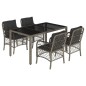 vidaXL 5-tlg. Garten-Essgruppe mit Kissen Grau Poly Rattan vidaXL 5-tlg. Garten-Essgruppe mit Kissen Grau Poly Rattan