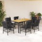 vidaXL 7-tlg. Garten-Essgruppe mit Kissen Schwarz Poly Rattan vidaXL 7-tlg. Garten-Essgruppe mit Kissen Schwarz Poly Rattan