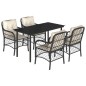 vidaXL 5-tlg. Garten-Essgruppe mit Kissen Schwarz Poly Rattan vidaXL 5-tlg. Garten-Essgruppe mit Kissen Schwarz Poly Rattan