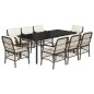 vidaXL 9-tlg. Garten-Essgruppe mit Kissen Braun Poly Rattan vidaXL 9-tlg. Garten-Essgruppe mit Kissen Braun Poly Rattan