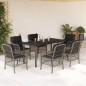 vidaXL 7-tlg. Garten-Essgruppe mit Kissen Grau Poly Rattan vidaXL 7-tlg. Garten-Essgruppe mit Kissen Grau Poly Rattan