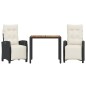 vidaXL 3-tlg. Garten-Essgruppe mit Kissen Schwarz Poly Rattan vidaXL 3-tlg. Garten-Essgruppe mit Kissen Schwarz Poly Rattan