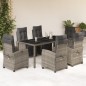 vidaXL 7-tlg. Garten-Essgruppe mit Kissen Grau Poly Rattan vidaXL 7-tlg. Garten-Essgruppe mit Kissen Grau Poly Rattan