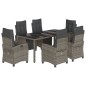vidaXL 7-tlg. Garten-Essgruppe mit Kissen Grau Poly Rattan vidaXL 7-tlg. Garten-Essgruppe mit Kissen Grau Poly Rattan