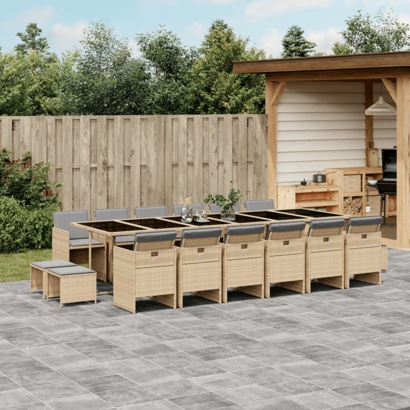 vidaXL 17-tlg. Garten-Essgruppe mit Kissen Beigemischung Poly Rattan vidaXL 17-tlg. Garten-Essgruppe mit Kissen Beigemischung Poly Rattan